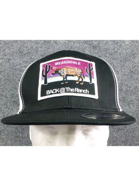 Justin Back @ The Ranch Mesh Snapback Hat Western Style‎ Black White Adjustable